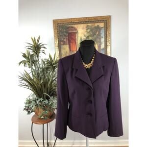 Jacqueline Ferrar Jacket Suit Purple Lined Long Sleeve 6 Lined Dark Academia
